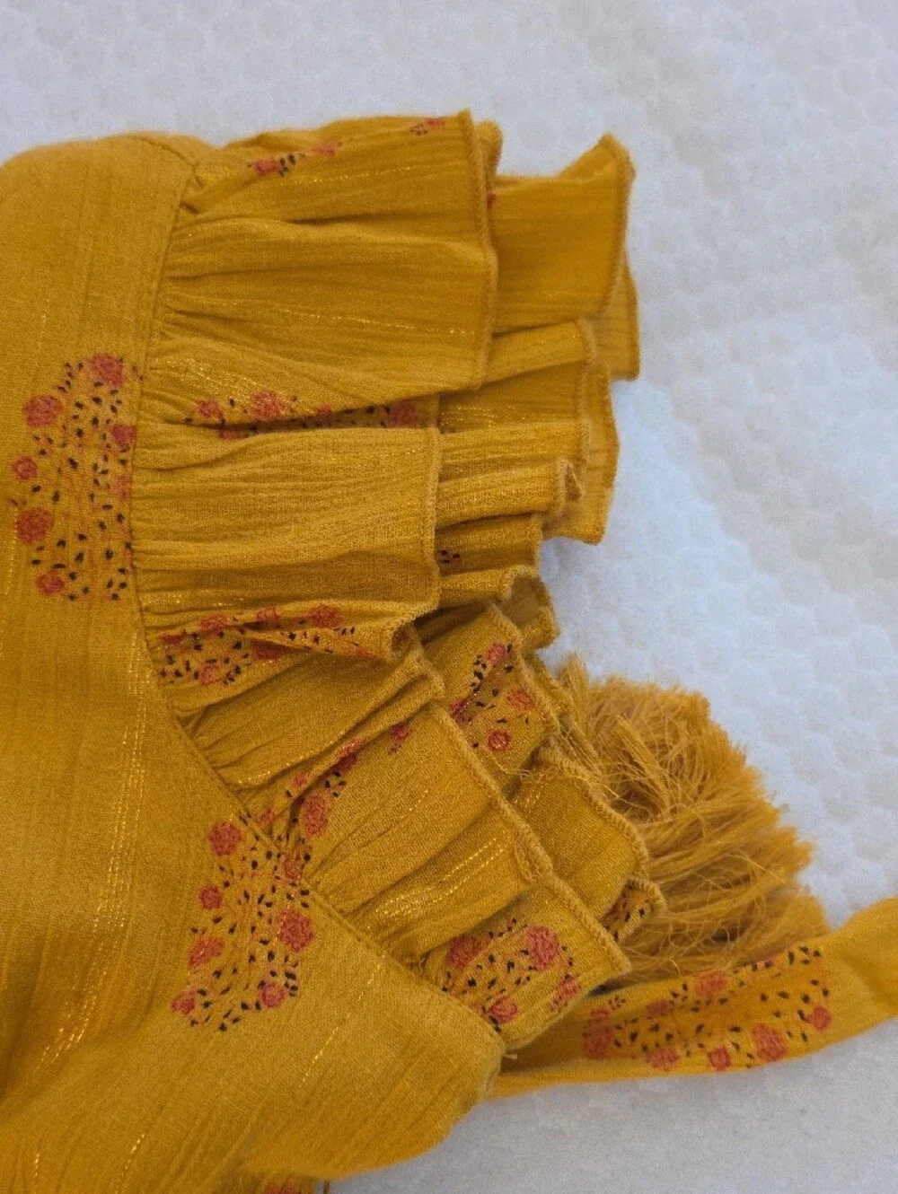 Girls' Mustard Floral Tiered Summer Dress